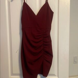 Elegant Burgundy Ruched Dress size medium